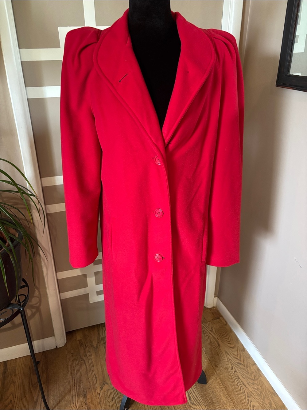 Vtg Beau Brem Red Long Wool Coat ILGWU USA Made Medium Weight Vtg Sz 9/Modern 6